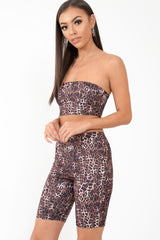 Leopard Print Cycling Shorts And Bandeau Co-Ord - Kahea-Co-ords