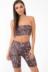 Leopard Print Cycling Shorts And Bandeau Co-Ord - Kahea-Co-ords