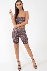 Leopard Print Cycling Shorts And Bandeau Co-Ord - Kahea-Co-ords