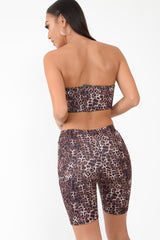 Leopard Print Cycling Shorts And Bandeau Co-Ord - Kahea-Co-ords