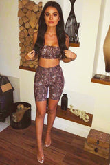 Leopard Print Cycling Shorts And Bandeau Co-Ord - Kahea-Co-ords