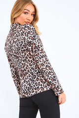 Leopard Print Double Breasted Gold Button Blazer - Ariele-Jackets