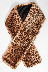 Leopard Print Faux Fur Short Scarf - Hollianna-Scarf