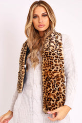 Leopard Print Faux Fur Short Scarf - Hollianna-Scarf