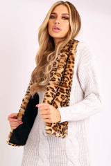 Leopard Print Faux Fur Short Scarf - Hollianna-Scarf
