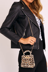 Leopard Print Faux Suede Mini Handbag - Ramie-Bags