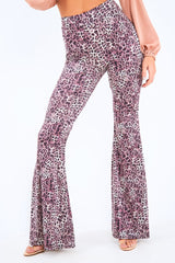 Leopard Print High Waisted Flared Trousers - Kamryn-Trousers
