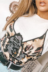 Leopard Print Lace Panelled Bodysuit - Lenya-Bodysuits