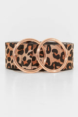 Leopard Print PU Double Circle Buckle Belt - Tansy-Belts