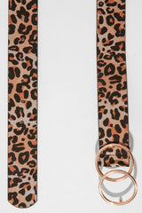 Leopard Print PU Double Circle Buckle Belt - Tansy-Belts