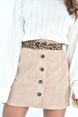Leopard Print Patent Double Circle Buckle Belt - Tansy-Belts