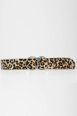 Leopard Print Patent Double Circle Buckle Belt - Tansy-Belts