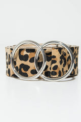 Leopard Print Patent Double Circle Buckle Belt - Tansy-Belts