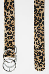 Leopard Print Patent Double Circle Buckle Belt - Tansy-Belts