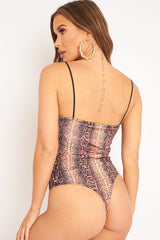 Leopard Print Square Neck Slinky Bodysuit - Sadie-Bodysuits