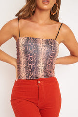 Leopard Print Square Neck Slinky Bodysuit - Sadie-Bodysuits