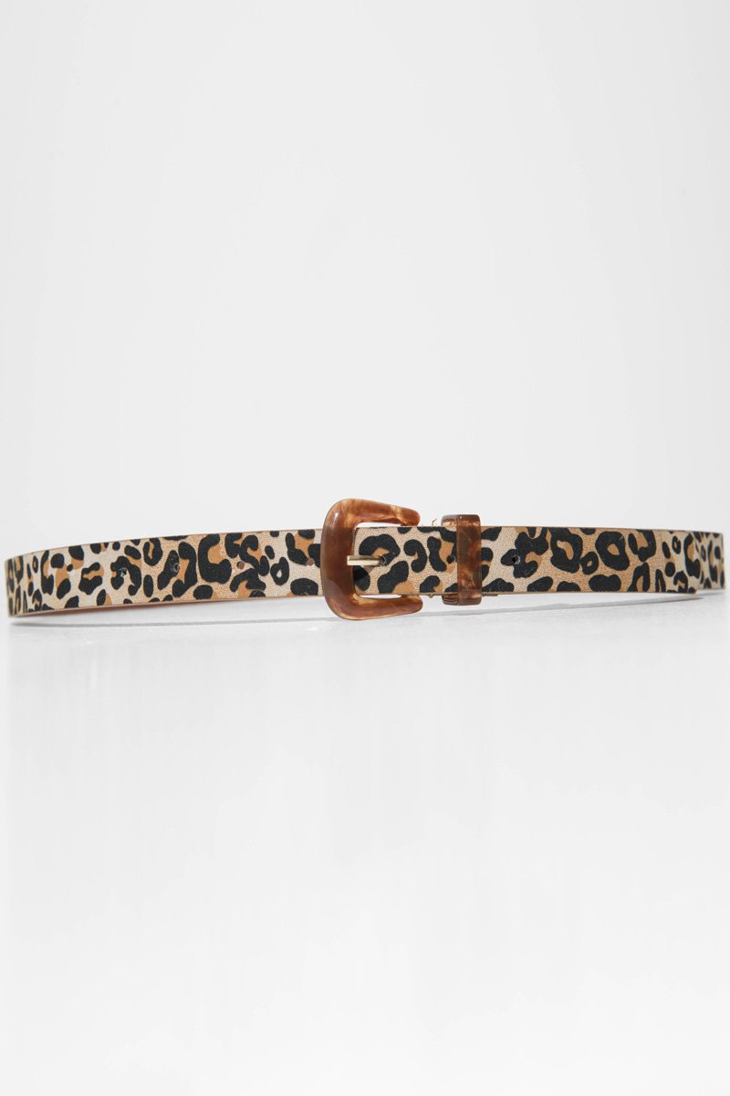 Leopard Print Tortoise Shell Detail Belt - Arabell-Belts