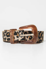Leopard Print Tortoise Shell Detail Belt - Arabell-Belts