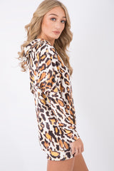 Leopard Print Velvet Oversized Hoodie - Reagan-Hoodies