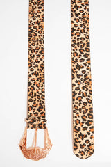 Leopard Print Wide Belt With Large Gold Buckle - Frida-Belts