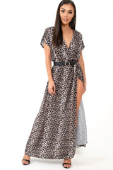 Leopard Print Wrap Maxi - Harleigh-Dresses