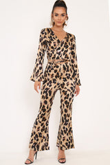 Leopard Satin Trousers And Shirt Co-ord - Maera-Co-ords