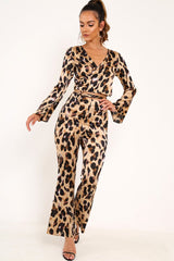 Leopard Satin Trousers And Shirt Co-ord - Maera-Co-ords