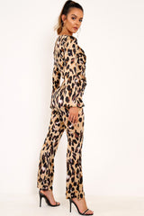 Leopard Satin Trousers And Shirt Co-ord - Maera-Co-ords
