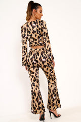 Leopard Satin Trousers And Shirt Co-ord - Maera-Co-ords