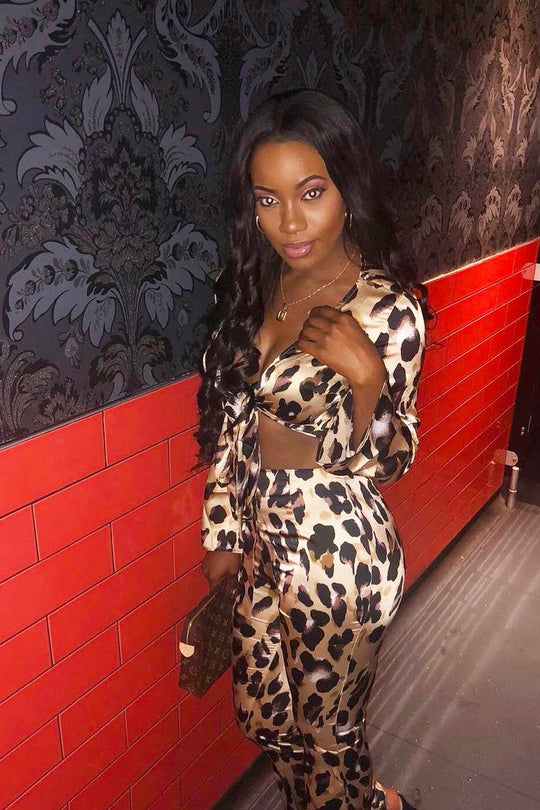 Leopard Satin Trousers And Shirt Co-ord - Maera
