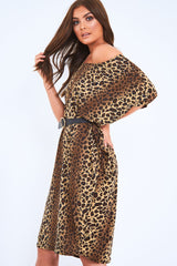 Leopard Slinky Midi T-Shirt Dress - Cambriella-Dresses
