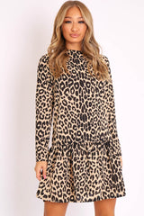 Leopard Smock Detail Dress - Clema-Dresses