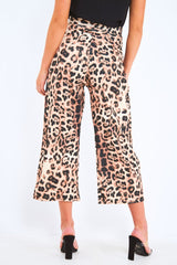 Leopard Tie Waist Culotte Trousers - Meika-Trousers