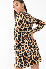 Leopard Wrap Belted Dress - Keniah-Dresses