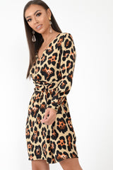 Leopard Wrap Belted Dress - Keniah-Dresses