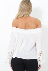Lexie White Off The Shoulder Crop Top-Tops
