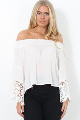 Lexie White Off The Shoulder Crop Top-Tops