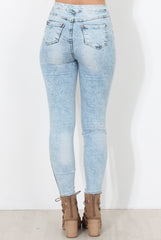 Light Acid Ripped Knee Skinny Jeans - Rea-Jeans