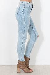 Light Acid Ripped Knee Skinny Jeans - Rea-Jeans