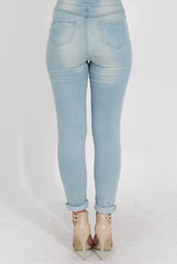 Light Acid Ripped Knee Skinny Jeans - Revon-Jeans