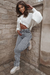 Light Blue Ankle Tie Straight Leg Jeans - Jasmine-Jeans