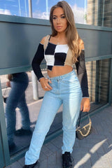 Light Blue Asymmetric Waist Straight Jeans - Galina-Jeans