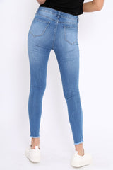 Light Blue Bust Knee Denim Jeans - Freddie-Jeans