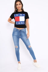 Light Blue Bust Knee Denim Jeans - Freddie-Jeans