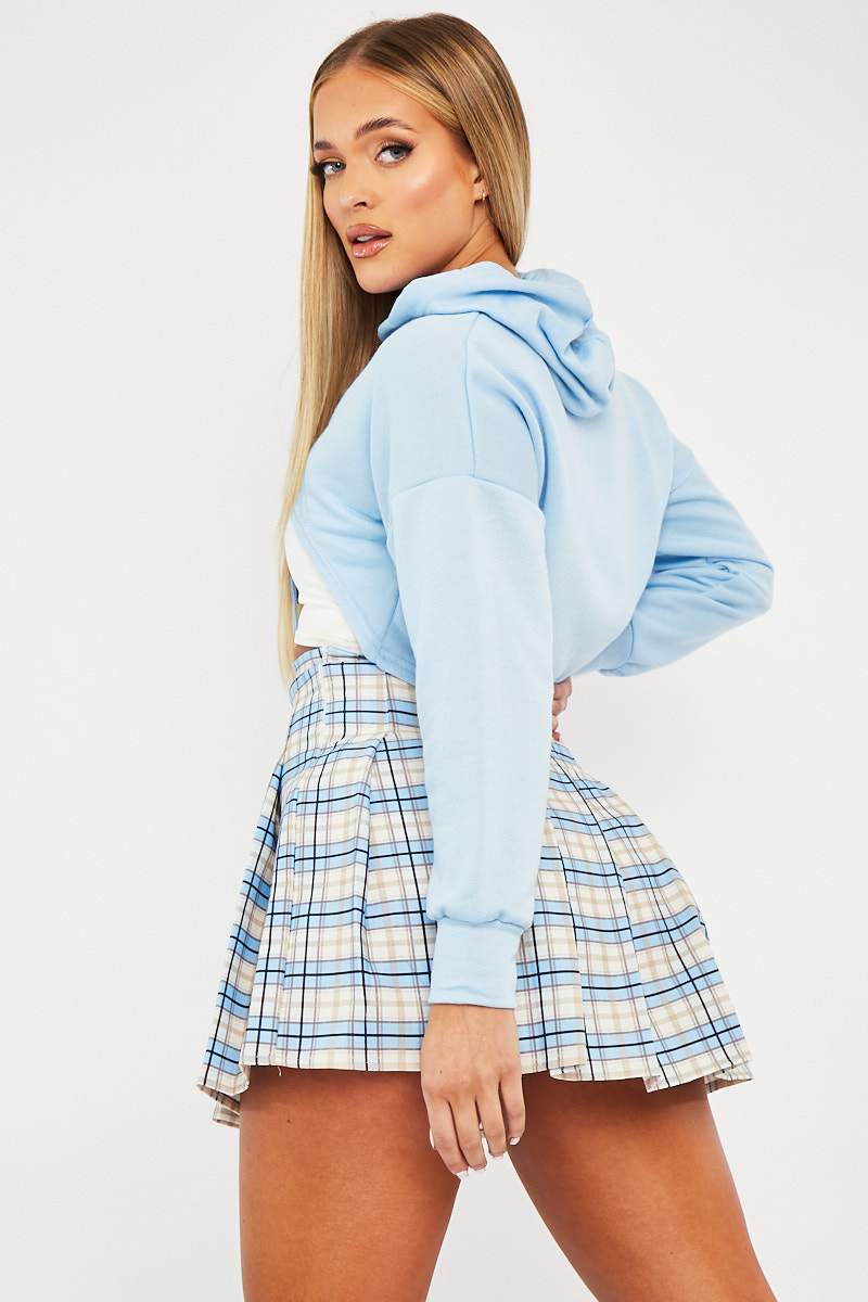 Light Blue Check Tennis Mini Skirt - Ibbie-Skirts