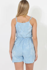 Light Blue Crochet Playsuit - Delilah-Playsuits