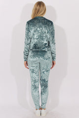 Light Blue Crushed Velvet Tracksuit - Romy-Tracksuits