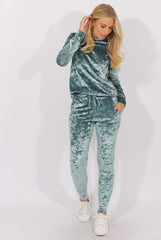 Light Blue Crushed Velvet Tracksuit - Romy-Tracksuits