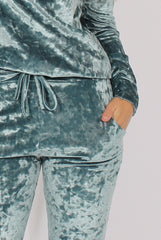 Light Blue Crushed Velvet Tracksuit - Romy-Tracksuits