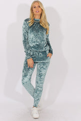 Light Blue Crushed Velvet Tracksuit - Romy-Tracksuits
